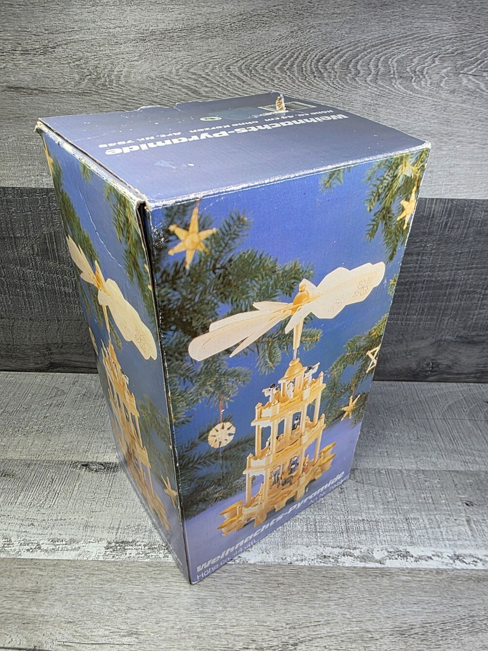 German Christmas Nativity Carousel 3 Tier Wood Pyramid # 7949 Vtg READ b290